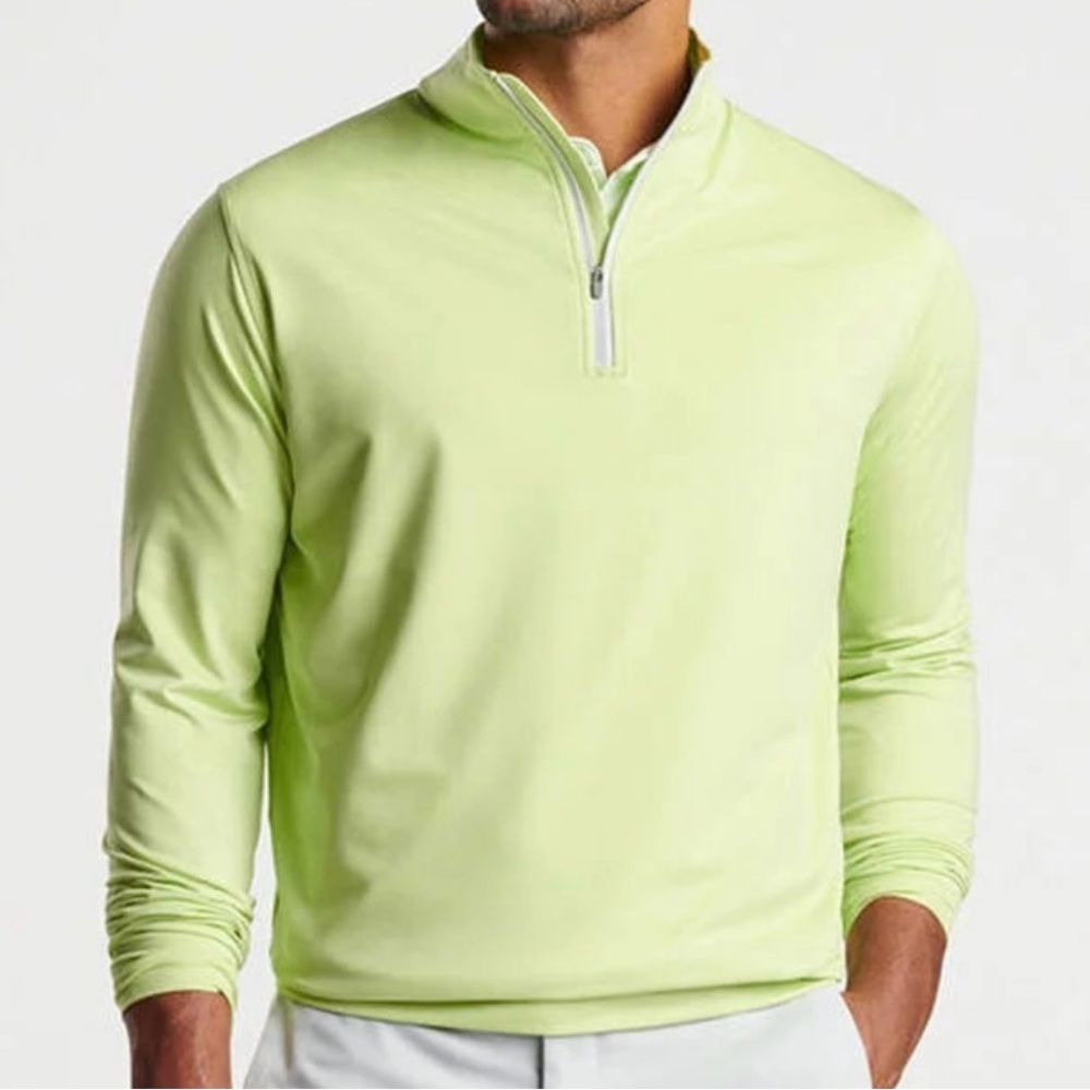Peter Millar Spritzer Green Perth Melange Performance Quarter-Zip MF24EK40B Lime - Picture 2 of 5